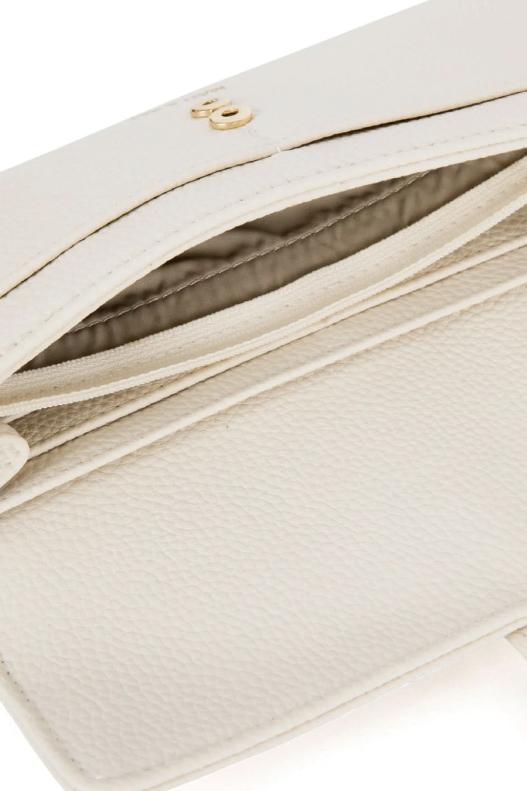 Intérieur du portefeuille Seun, avec plusieurs compartiments pour cartes et une poche zippée.