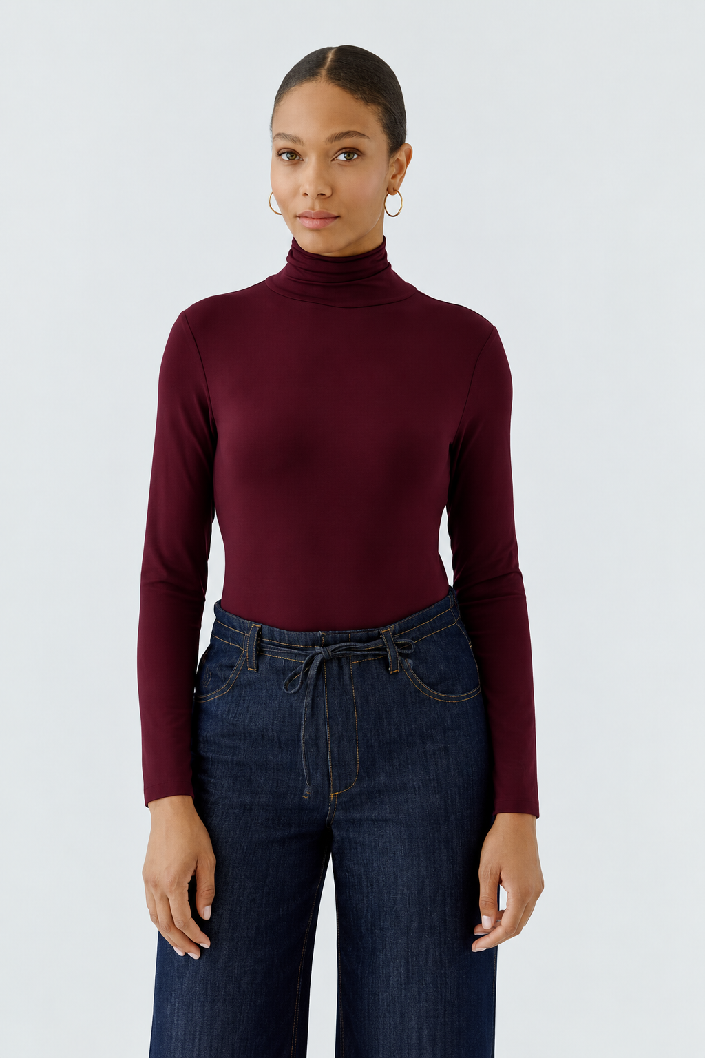 Mock-neck sweater in modal jersey 