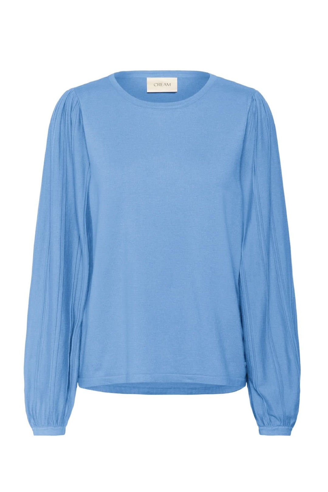 Pull Dela bleu ciel avec manches bouffantes, coupe élégante pour un look décontracté et soigné.
