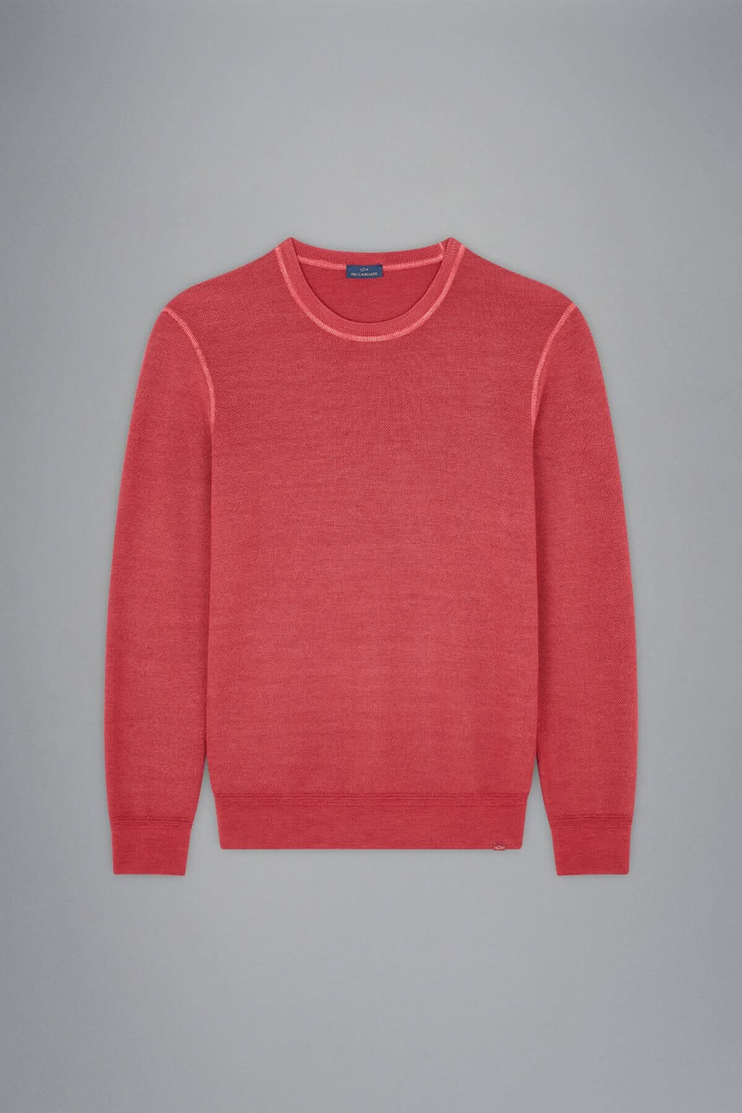 Pull en laine mérinos rouge de Paul & Shark, col rond classique, élégant pour homme moderne.