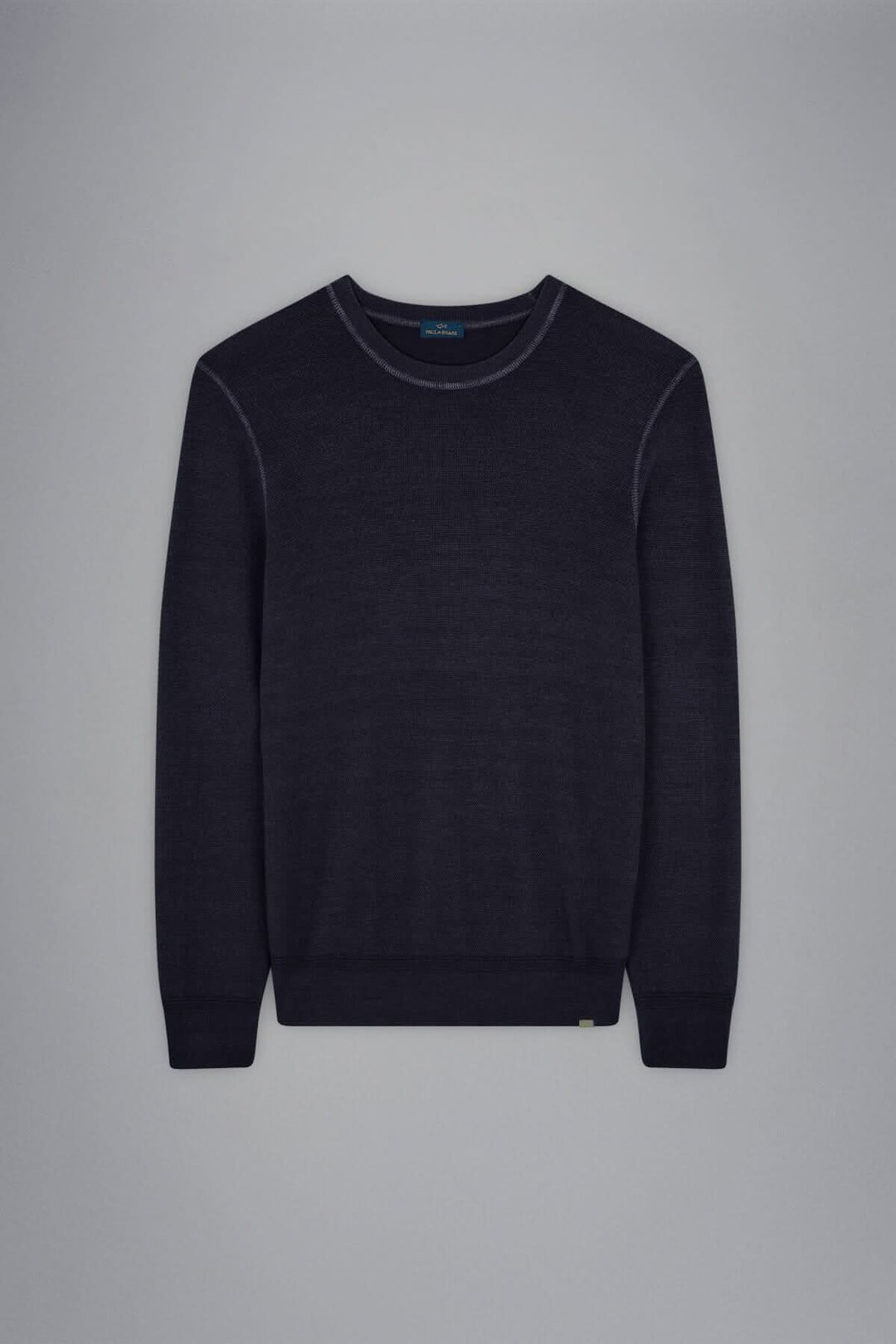 Pull en laine mérinos de Paul & Shark, col rond, couleur marine, coupe élégante pour homme moderne.