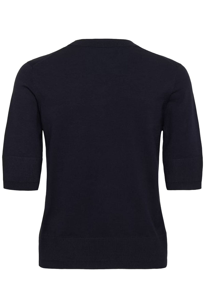 Pull à manches courtes Miko en maille fine, coupe droite, élégant au style intemporel. Idéal pour le bureau et le quotidien.