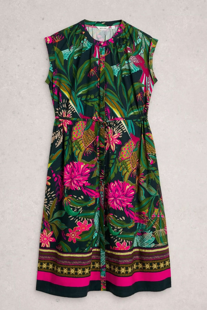 Lauryn Long, Flowing Dress with Tropical Print
