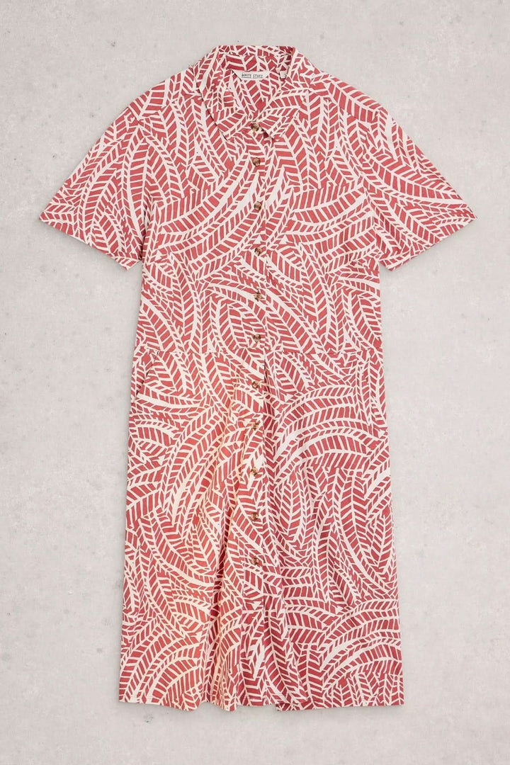 Ria Short Printed Dress with Shirt Collar
