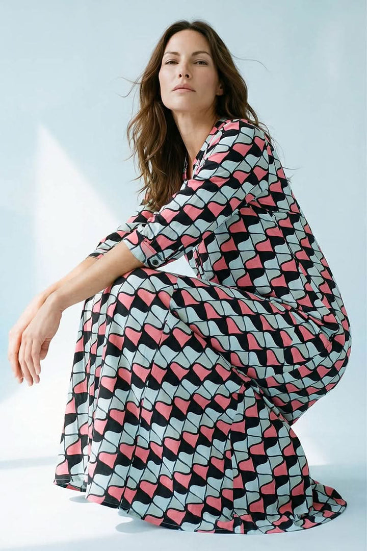 Long printed dress Size with adjustable waist
