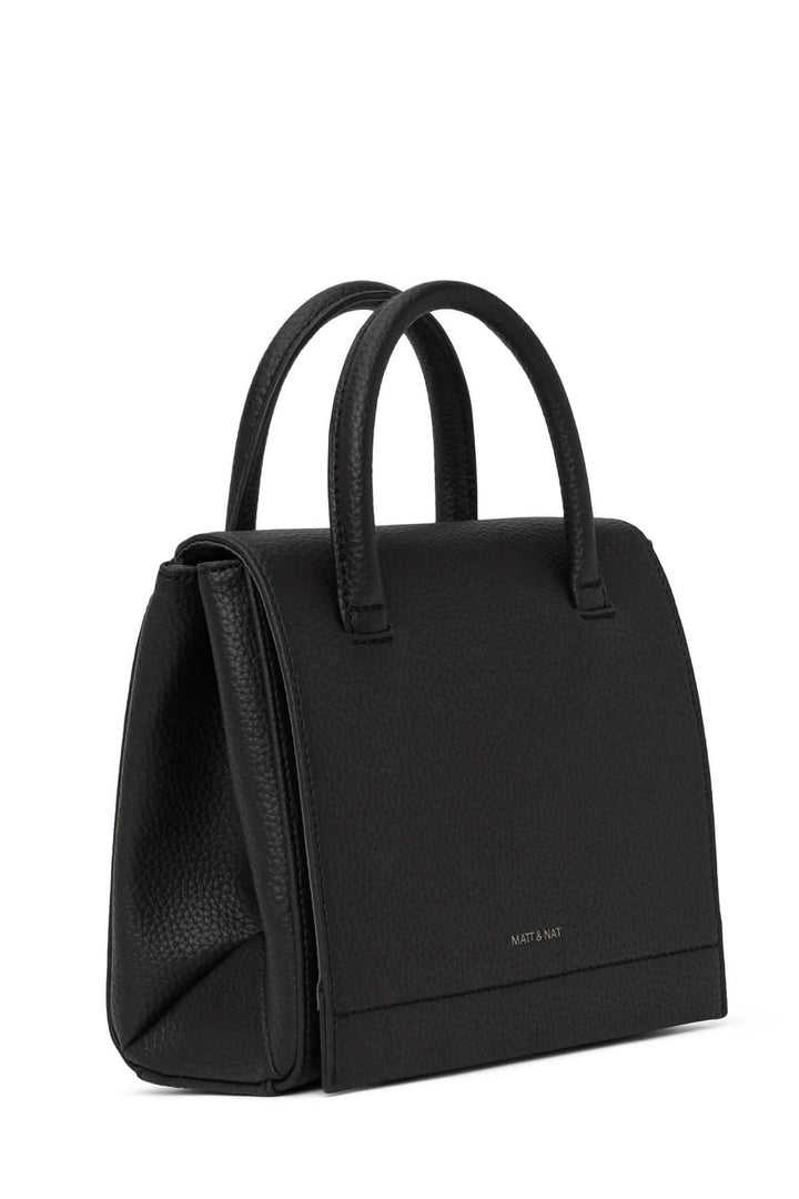 Sac à main Adelsm noir à double poignée, élégant et fonctionnel avec un rabat structuré.
