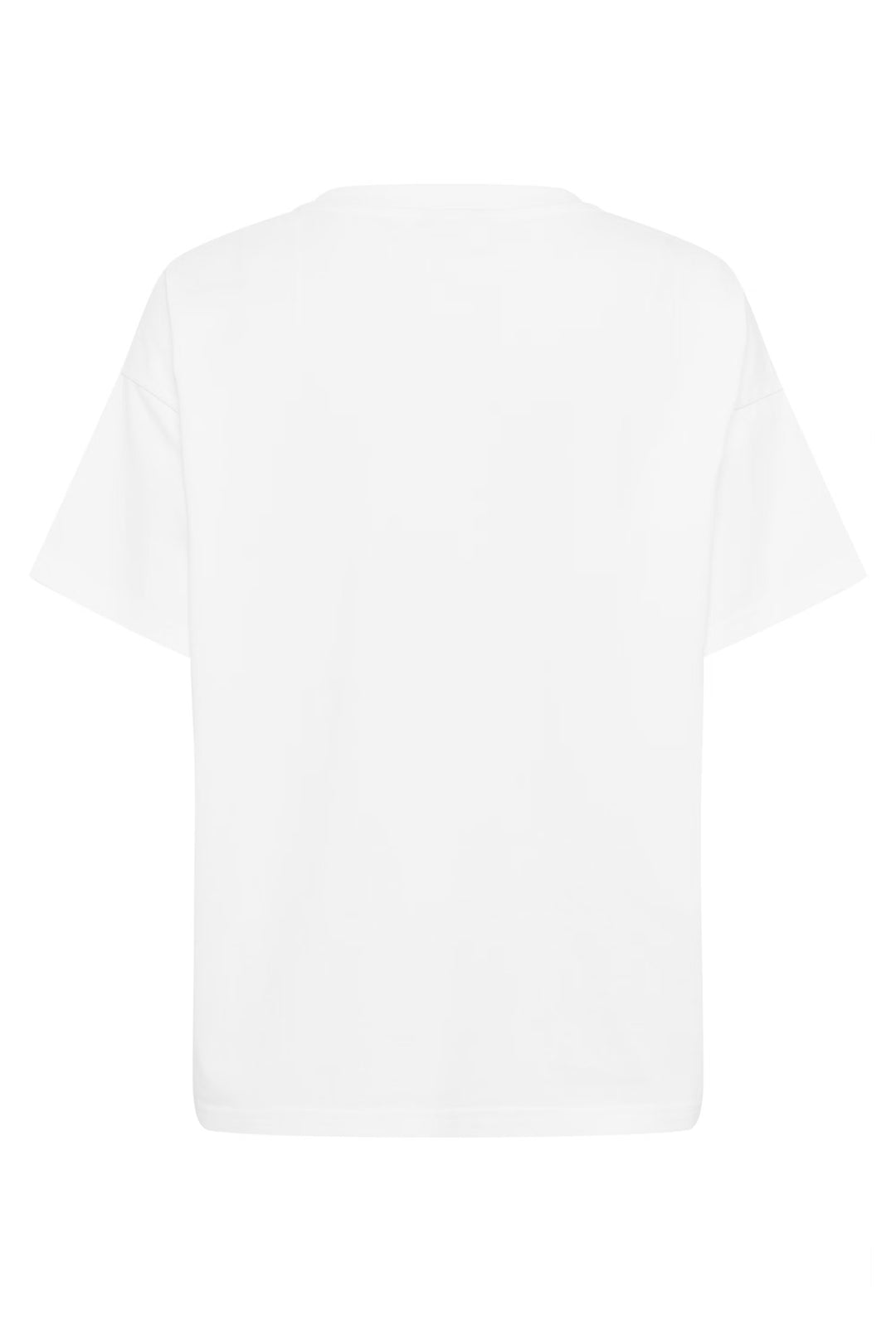T-shirt Helen blanc à manches courtes et col rond classique, vu de dos.