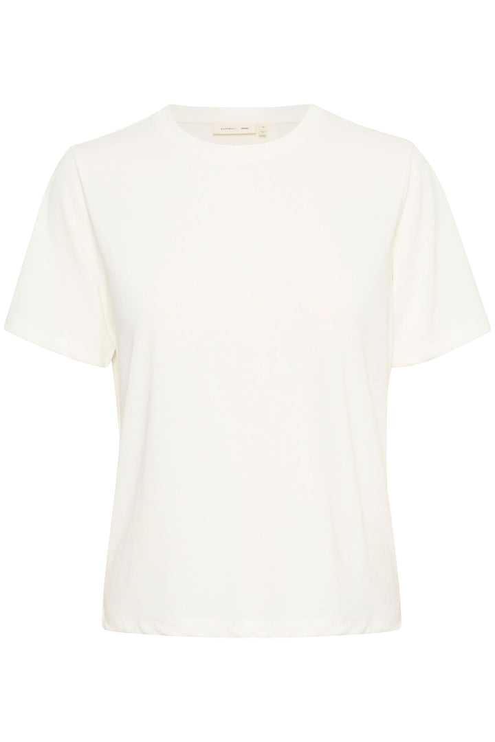 T-shirt col rond Liliana en blanc, coupe droite, tissu doux et léger, parfait pour un style décontracté.