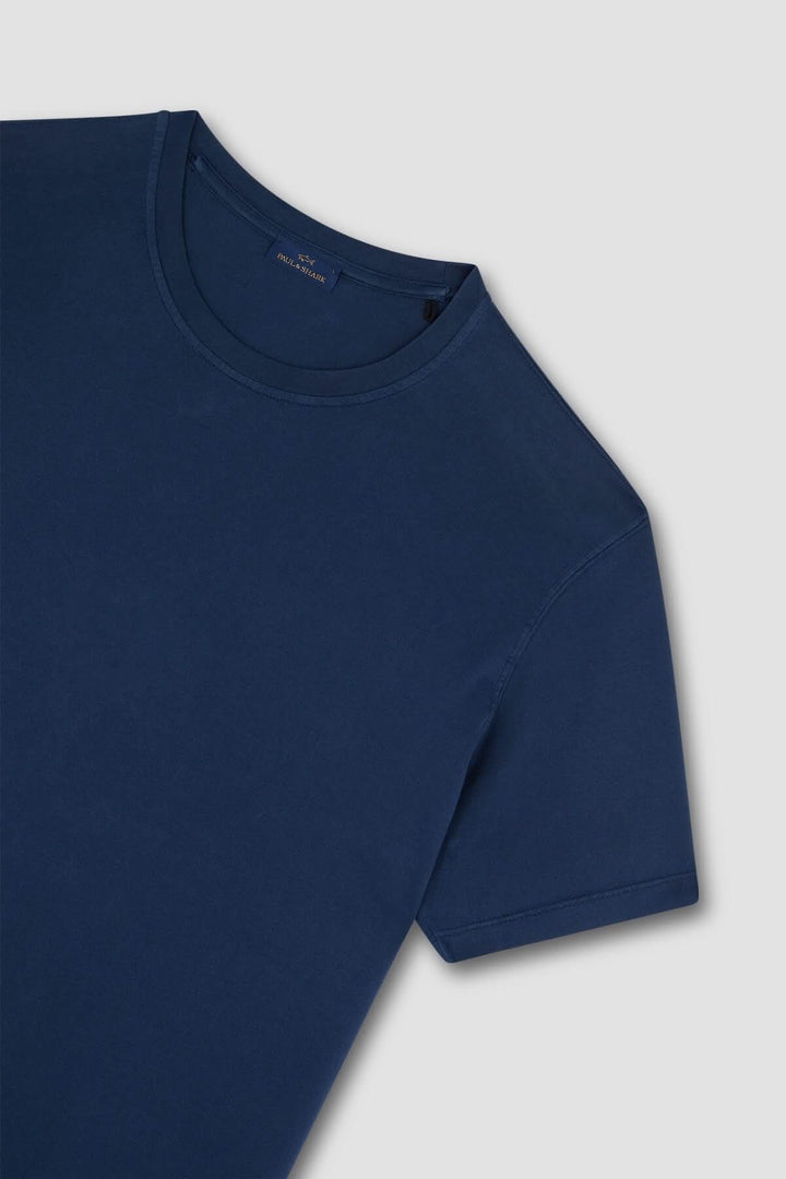 T-shirt en coton uni de couleur marine, design minimaliste, idéal pour un style décontracté.