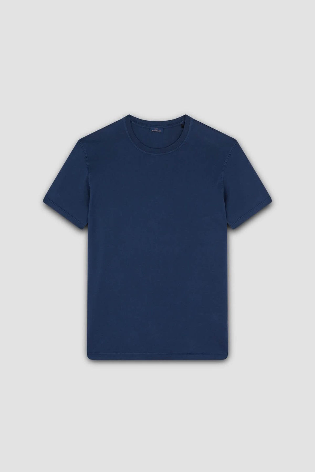 T-shirt en coton uni bleu marine, design minimaliste et logo brodé, idéal pour un style décontracté.