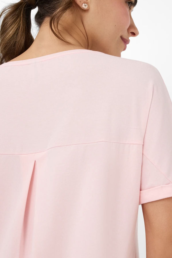 T-shirt en jersey Caelen, dos avec détail de pli et manches retroussées, couleur rose pâle.