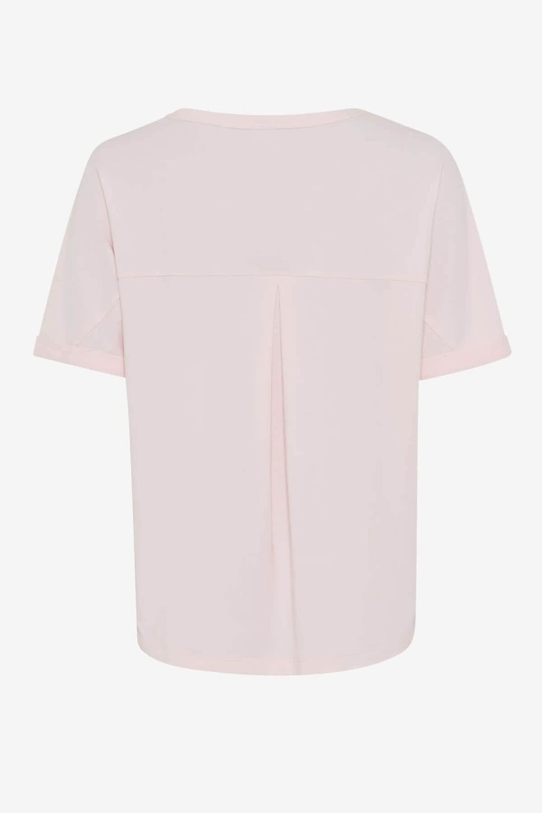 T-shirt en jersey Caelen rose, coupe ample avec épaules tombantes et petit revers aux manches.
