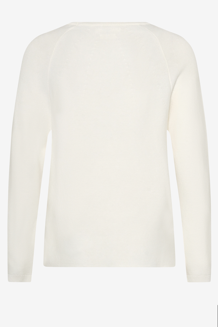 Tricot col rond crème LESLEY, dos du pull en maille fine, élégant et confortable pour l'automne.