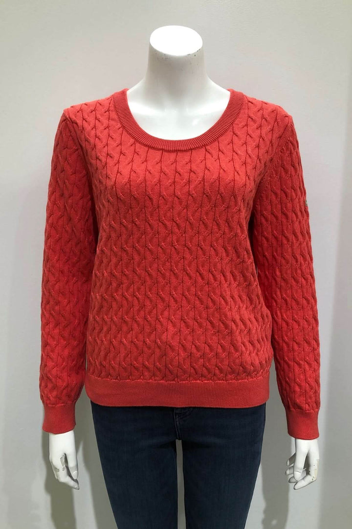 Tricot de coton HORGEN rouge avec col rond et manches longues