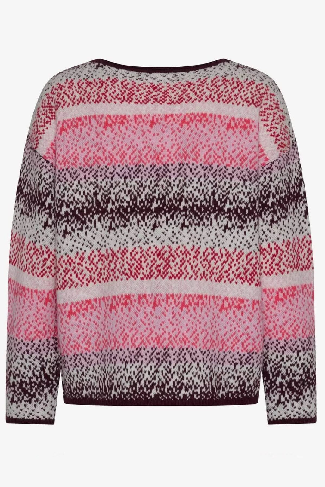 Pull tricot multicolore LIZ avec motif vibrant, idéal pour un look hivernal confortable et élégant.