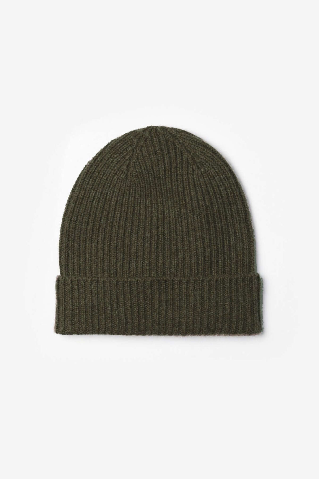 Tuque maille côtelée en laine khaki avec revers ajustable, idéale pour l'hiver et un style urbain. Confortable et extensible.