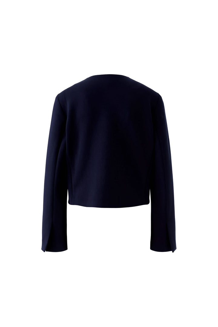 Veste structurée à boutons décoratifs vue de dos, coupe droite et chic, inspirée de l&