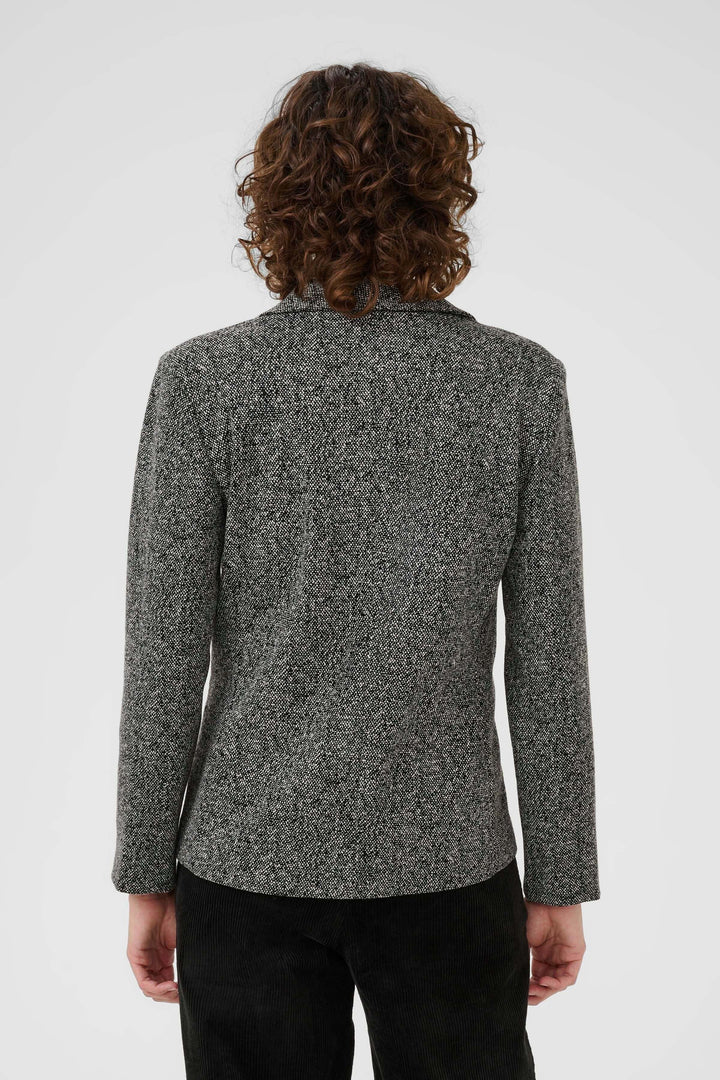 Veston Vineke, veston structuré texturé, vu de dos, élégant et moderne, pour un style polyvalent et intemporel en gris.