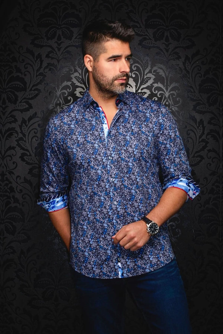 Modern floral-print casual shirt
