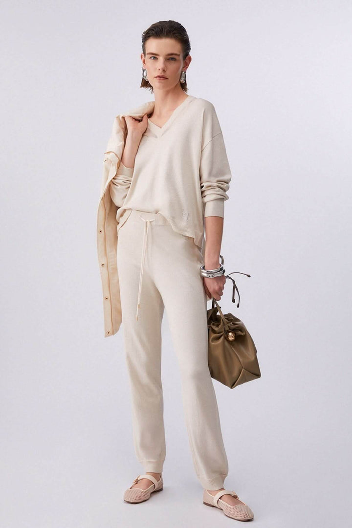 Tricot col en V à manches longues