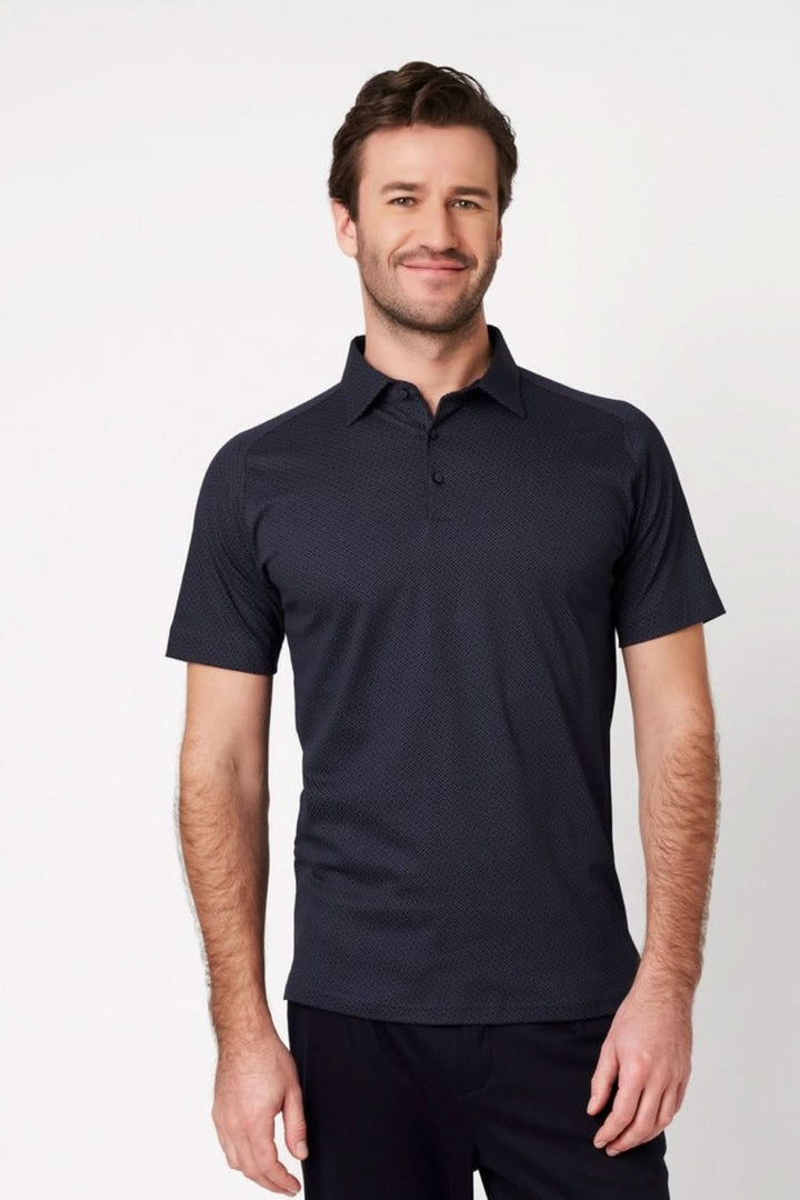 Short-sleeve micro-textured polo shirt