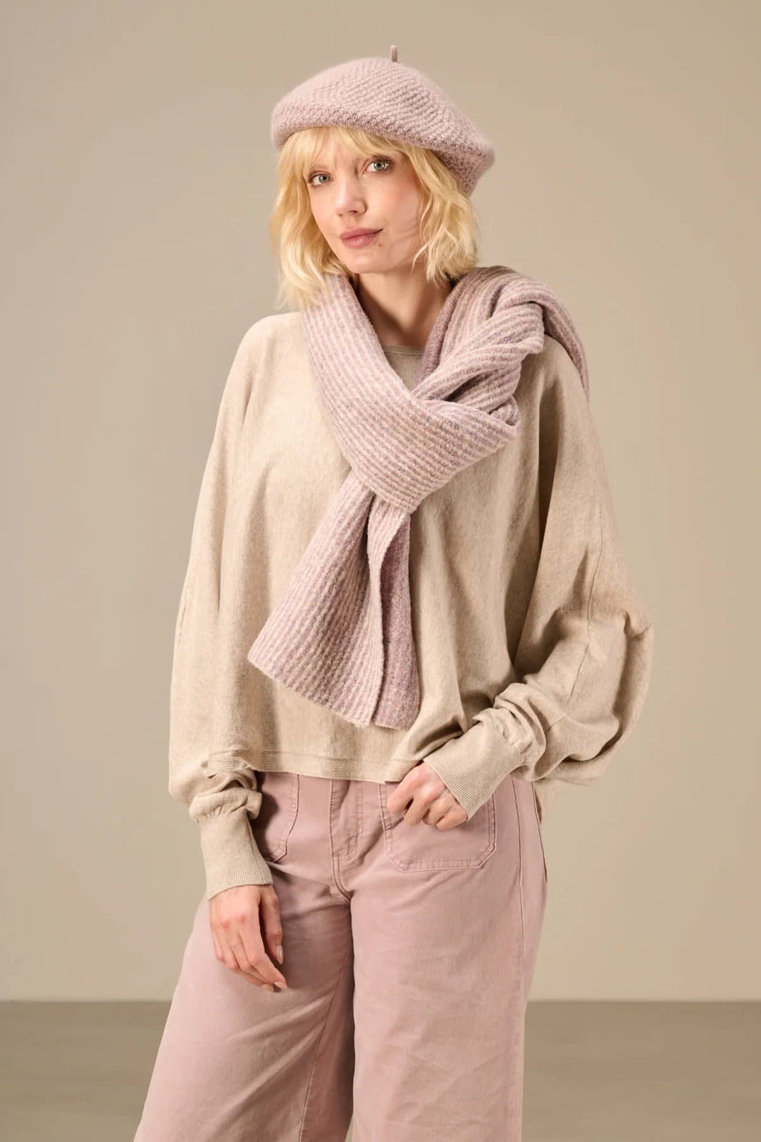 Nile soft and textured knit beret for women