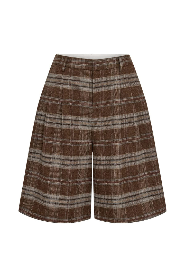 Bermuda à carreaux vue de face pour femme Numph