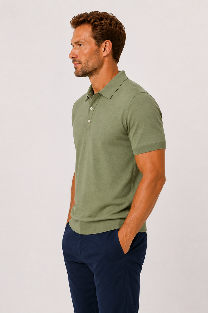 Ultra-soft knitted cotton polo shirt