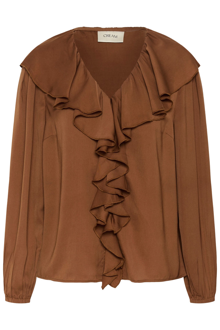 Blouse Beliv fluide à volants et manches longues vue de face pour femme Cream