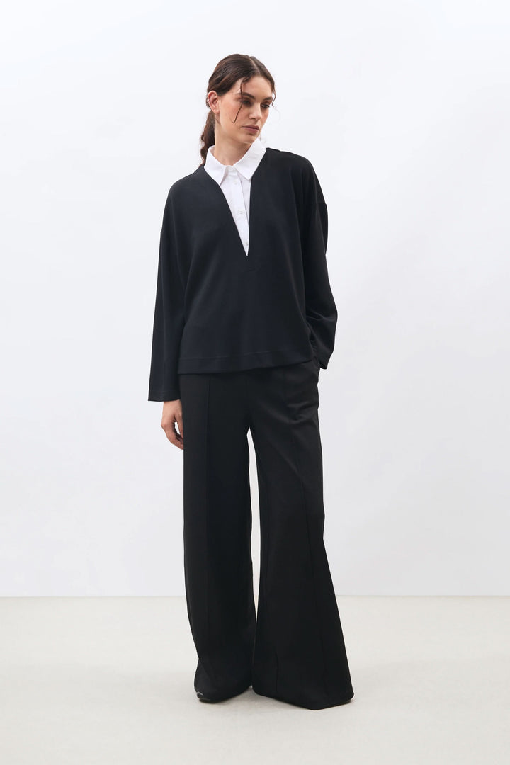 Blouse Malia ample à effet chemisier superposé vue de face pour femme Humility
