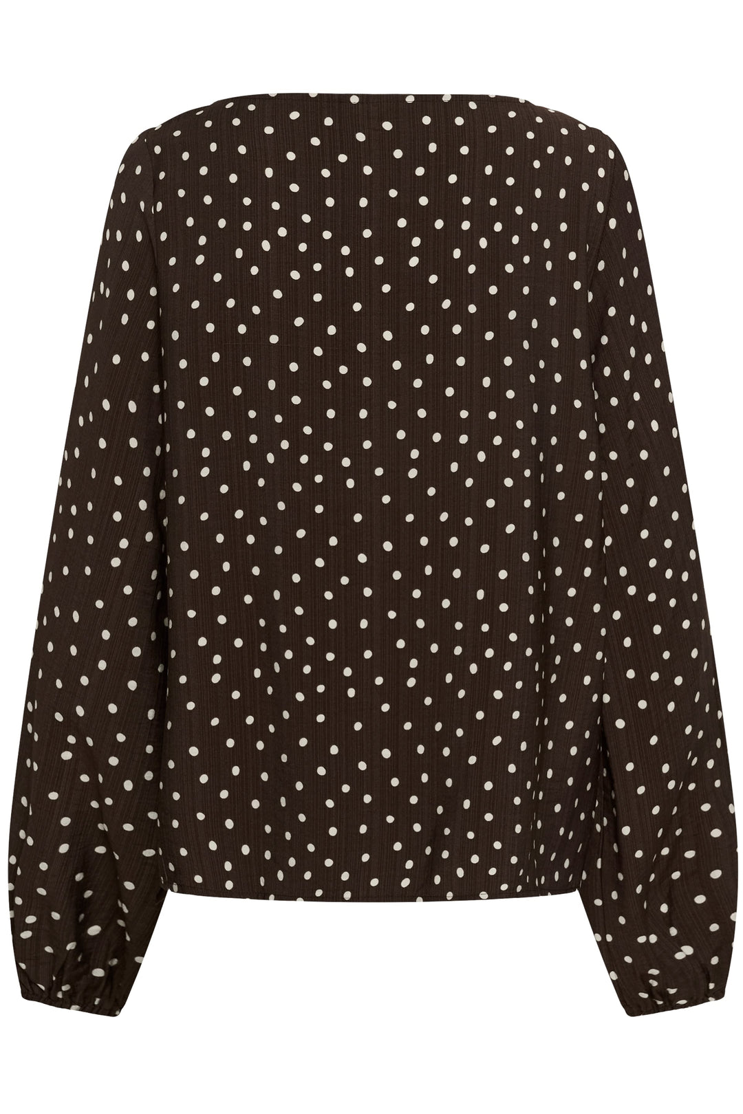 Vue de front blouse à pois Kaffe pour femme blanche avec détails sans col - Valérie Simon