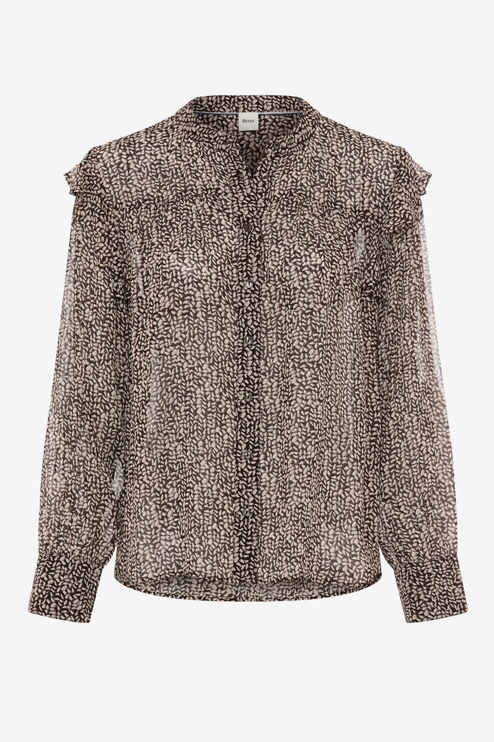 Blouse violette imprimée à volants pour femme Brax