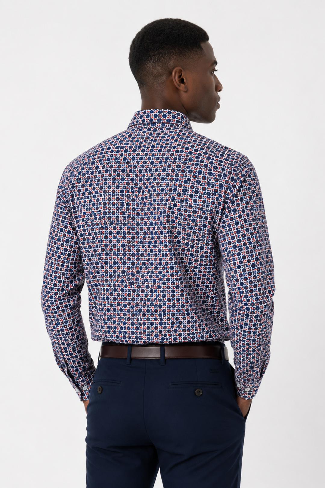 Retro-print casual shirt