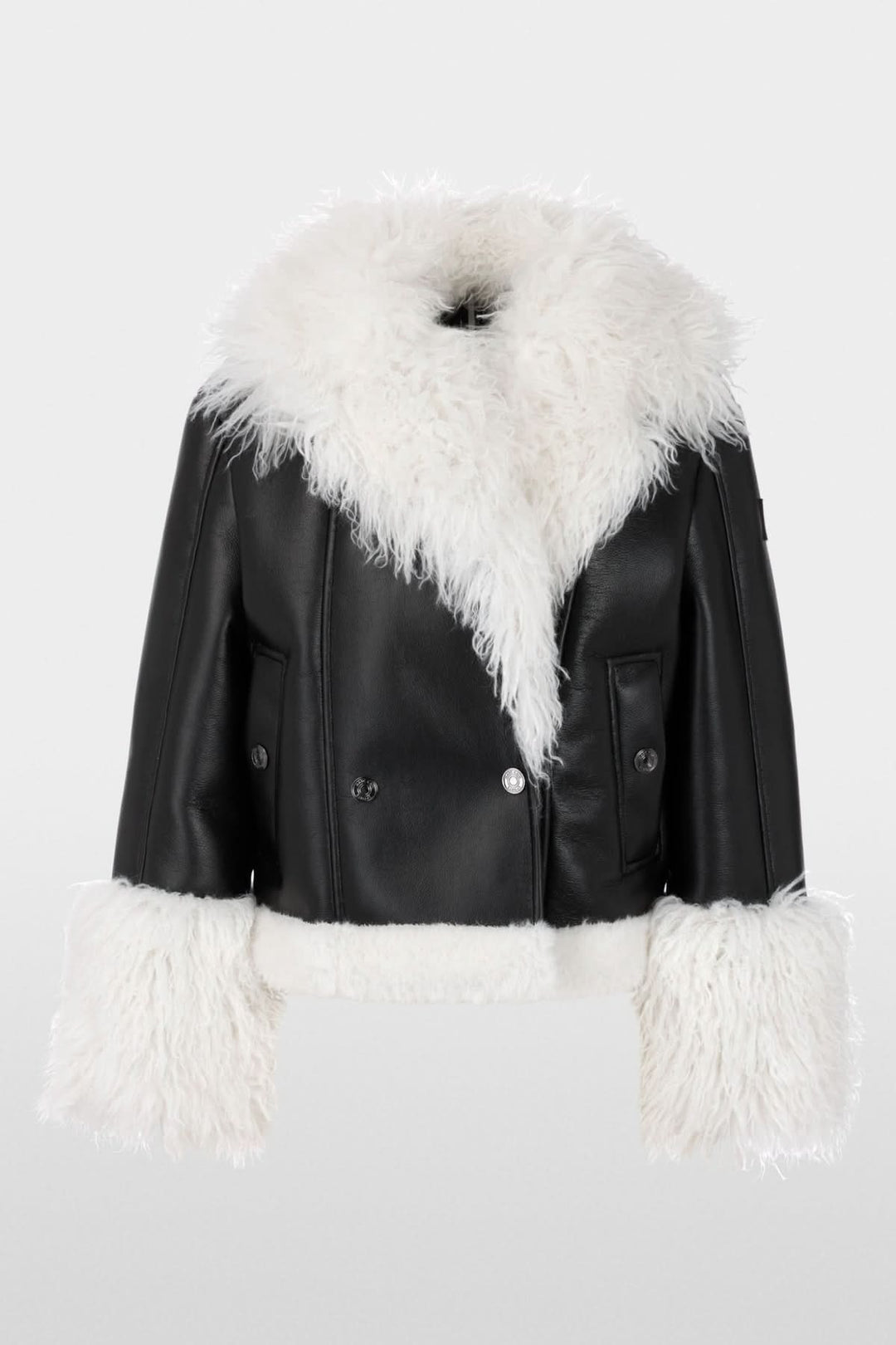 Veste courte en simili-cuir et fausse fourrure