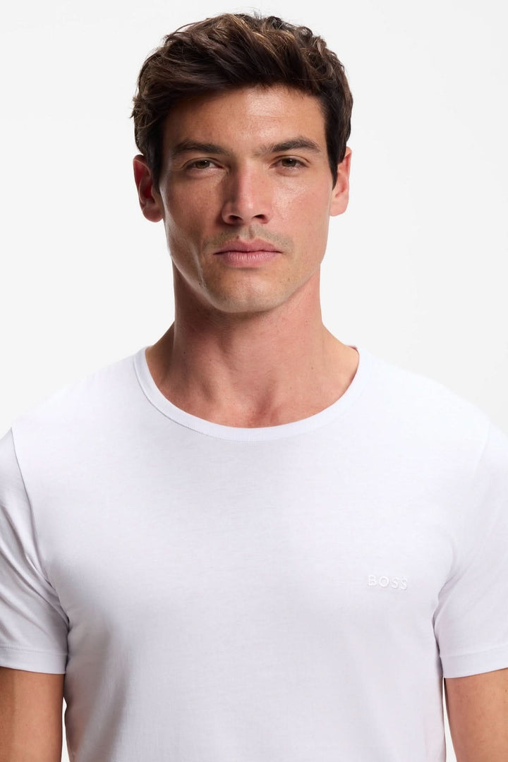 Set of three cotton T-shirts with embroidered logos