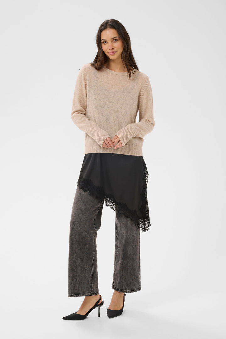 Camisole satinée à dentelle Miala pour femme Kaffe