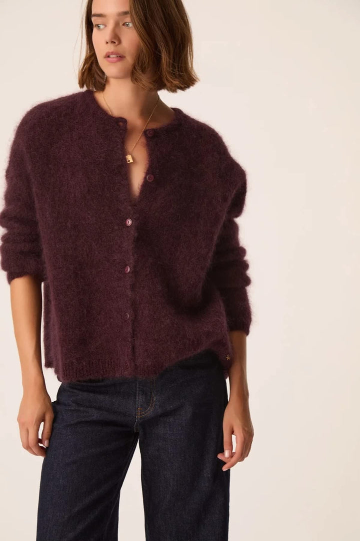 Cardigan Bea ample en kid mohair et laine mérinos vue de face pour femme Des Petits Hauts