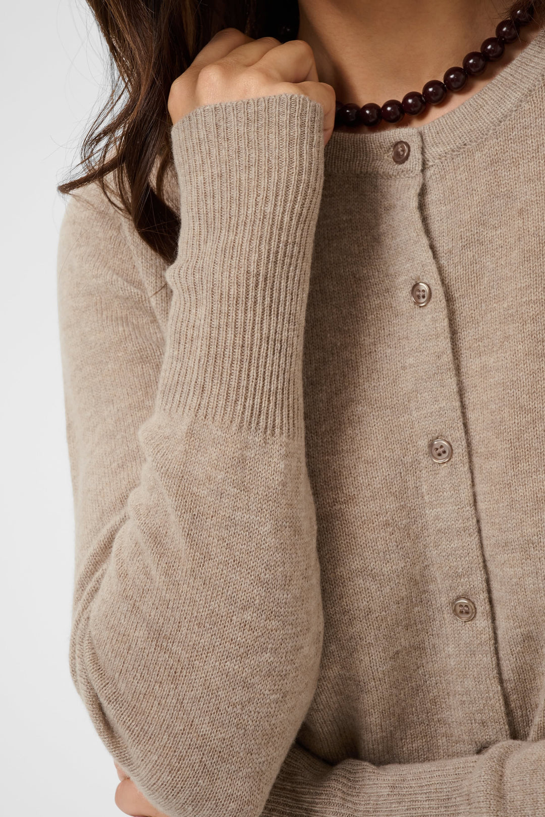Cardigan Cashie en tricot à col rond pour femme Kaffe