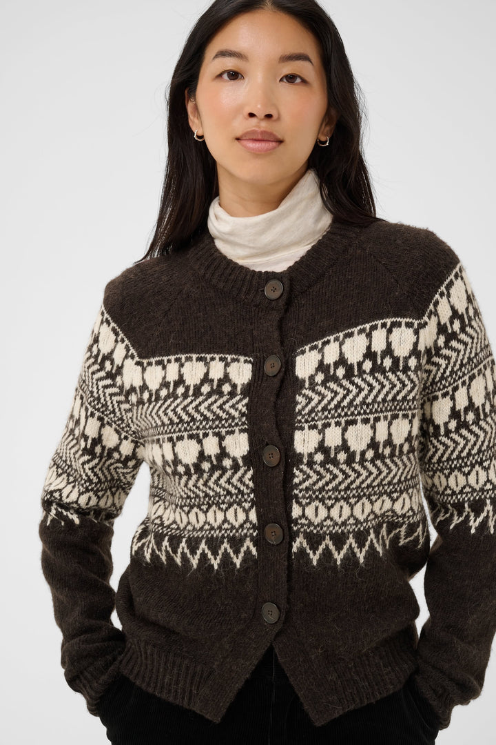 Cardigan Charmaine à motif jacquard vue de face pour femme Part Two