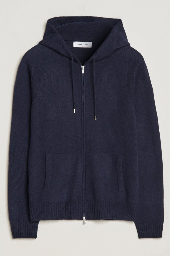 Cardigan en laine vierge à capuchon et fermeture éclair pour homme Gran Sasso