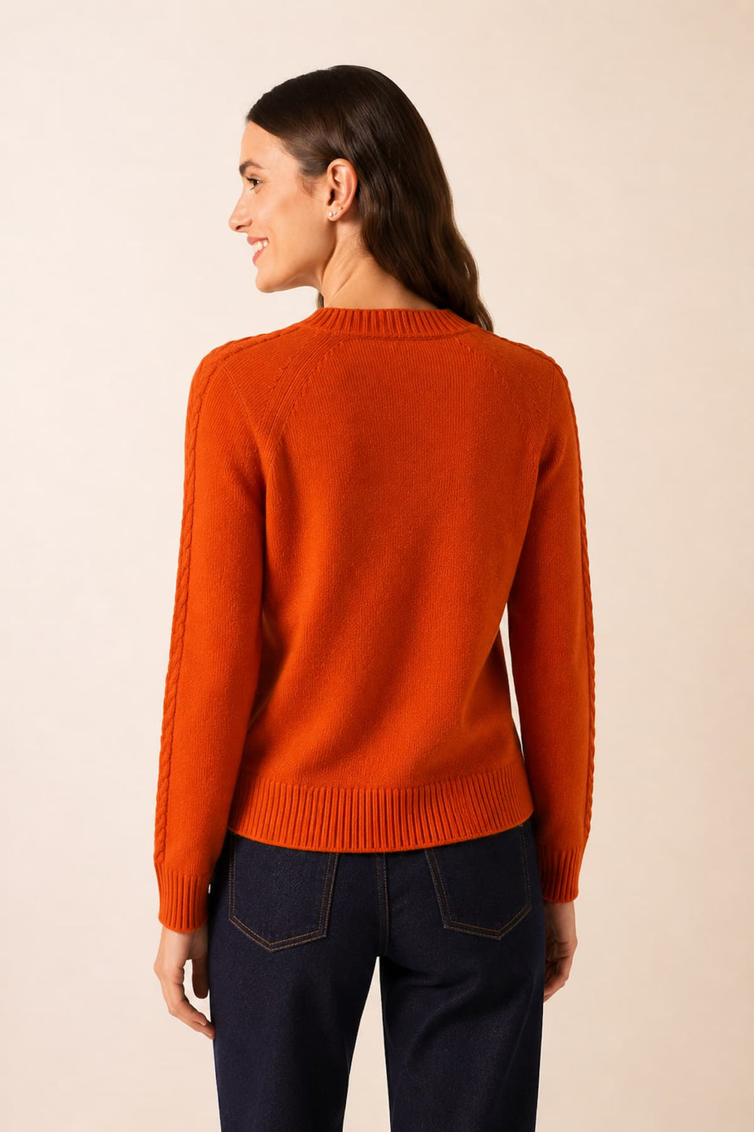 Cardigan Glassgow en maille texturée à col V vue de face pour femme Saint James