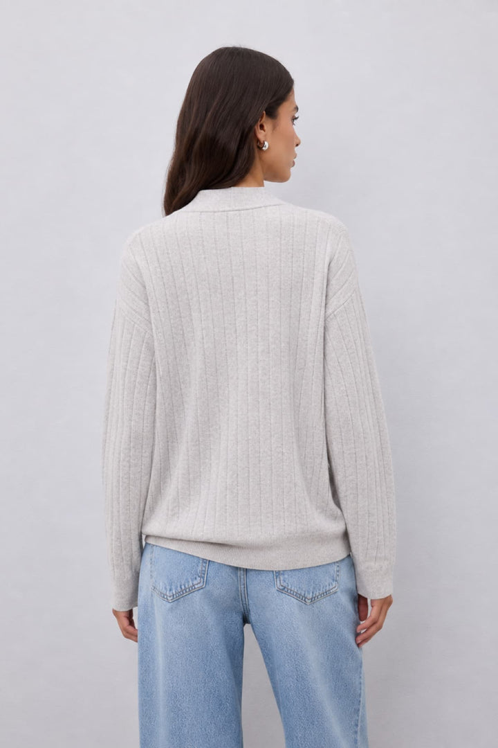 Chandail cache-cœur en tricot côtelé pour femme Not Shy