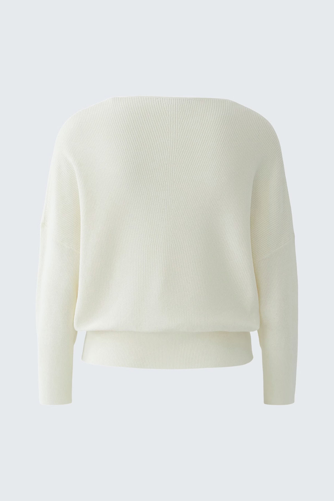 Vue portée chandail col V en maille douce Oui femme beige avec motif torsadé - Valérie Simon