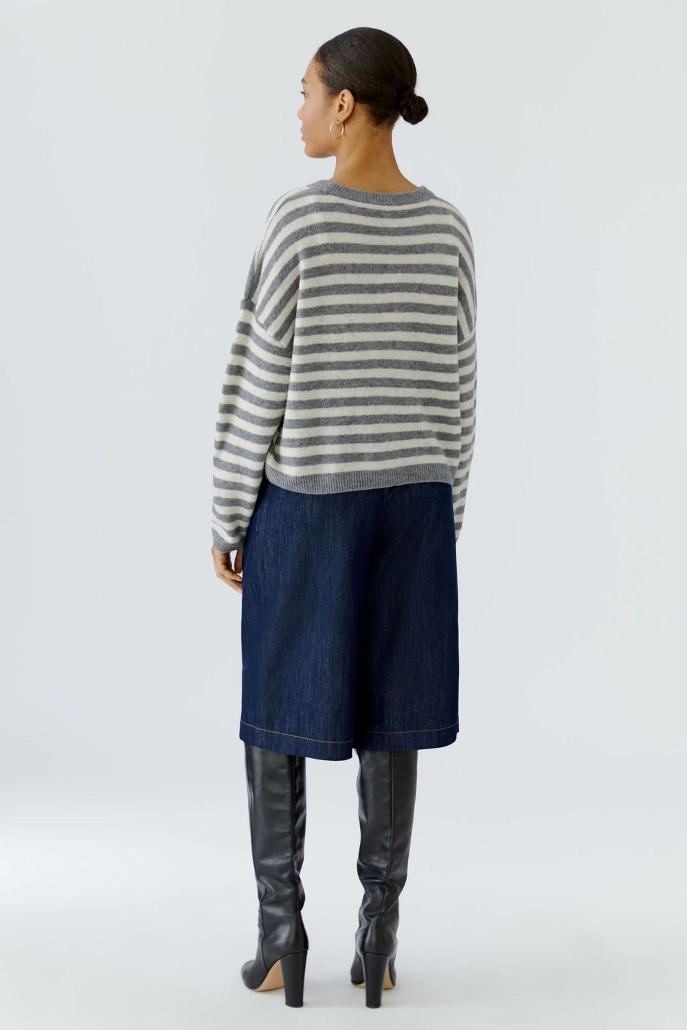 Women's striped knit cropped sweater Oui