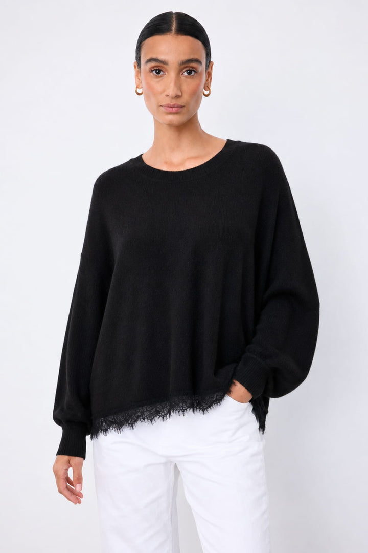 Chandail Dilly ample avec bordure en dentelle pour femme Not Shy
