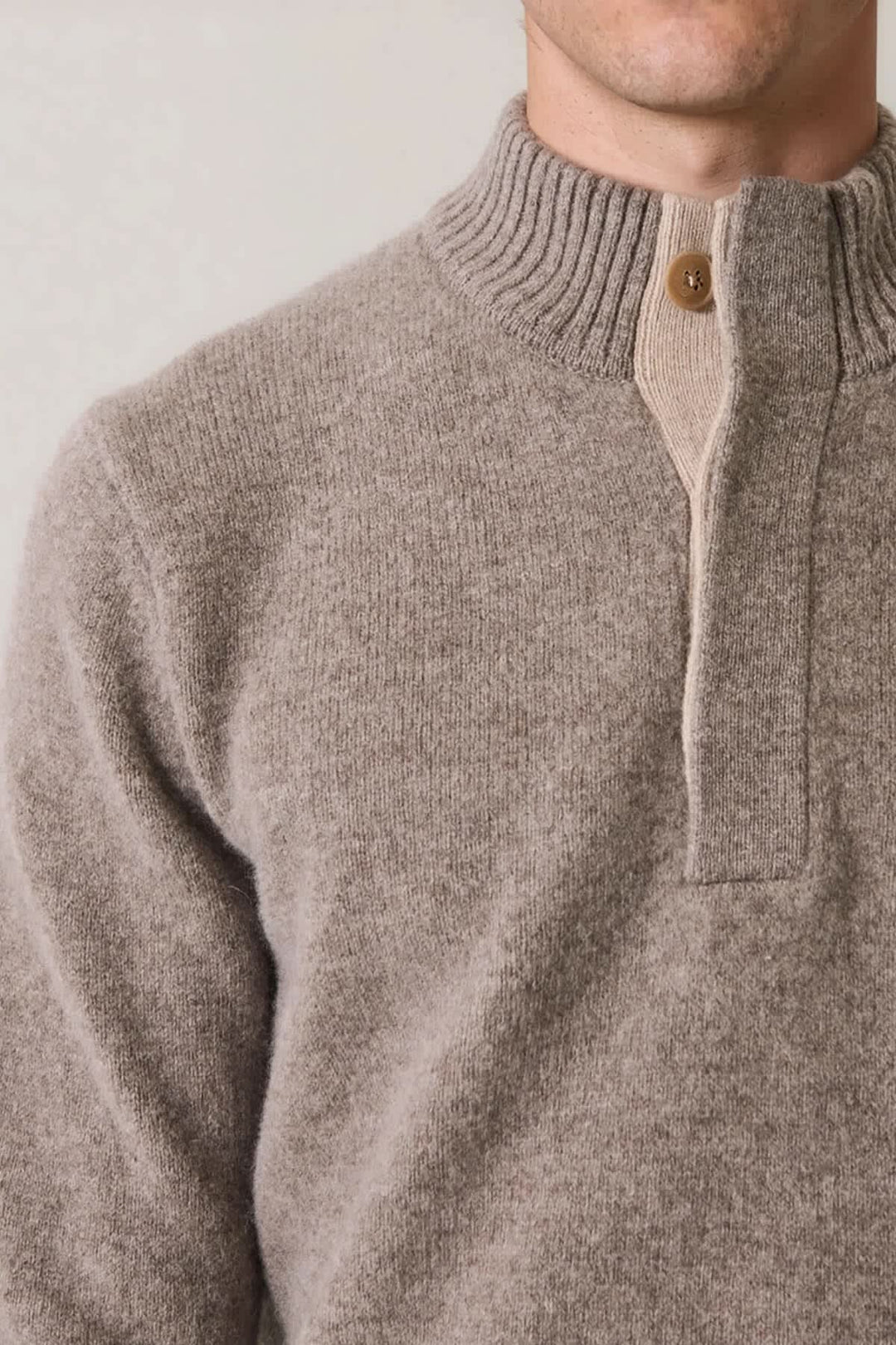 Patrick Assaraf men’s front view button mock-neck sweater
