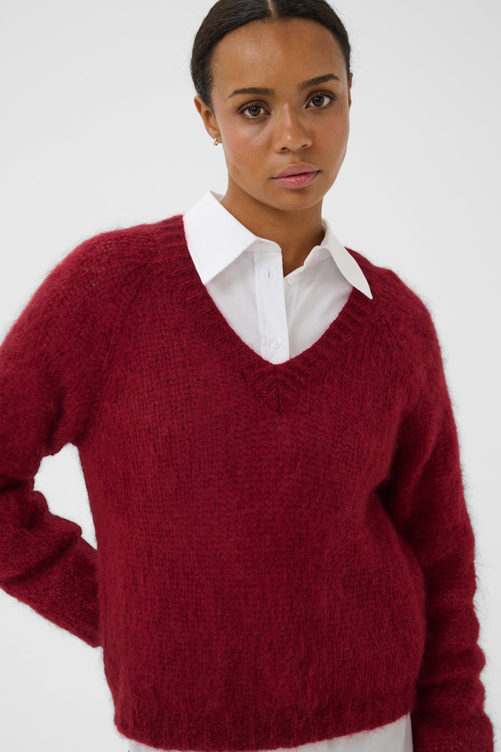 Women's Part Two mohair V-neck sweater, front view