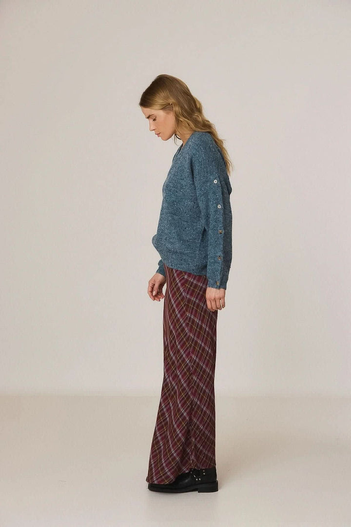 Chandail en tricot à col en V et boutons décoratifs pour femme Indi &amp; cold