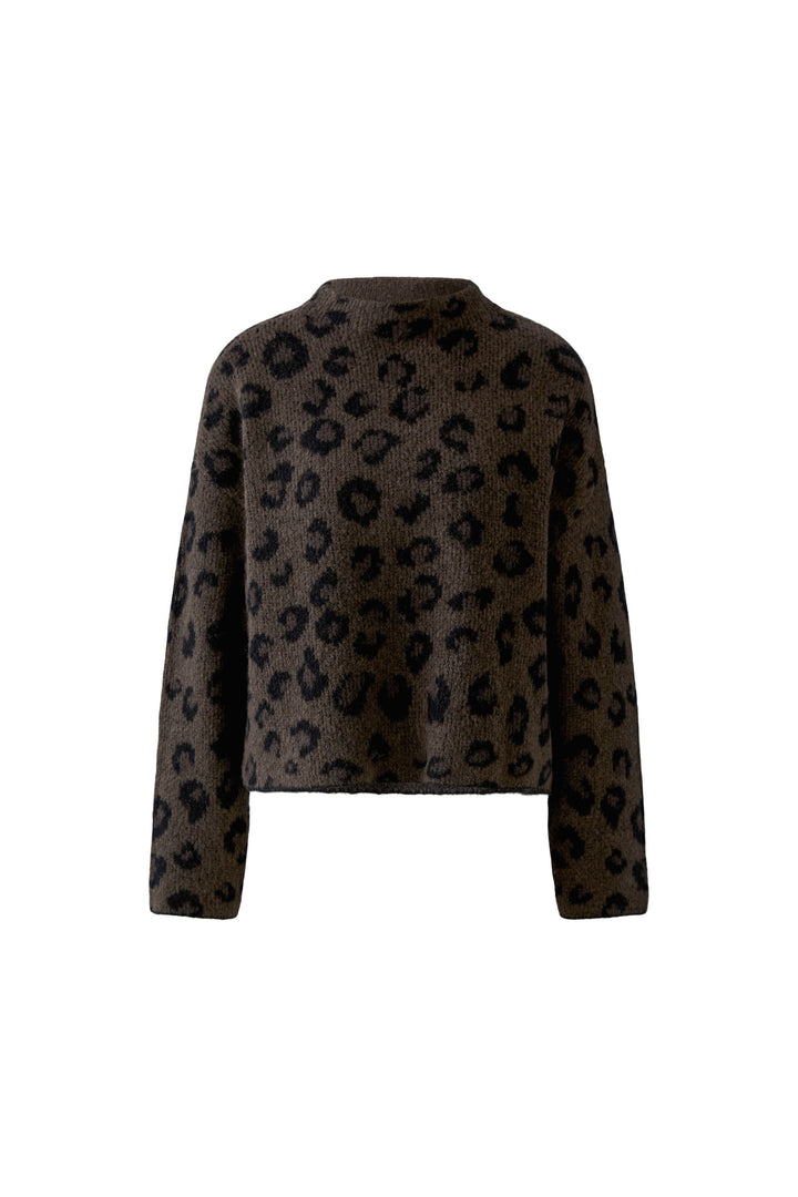 Chandail en tricot à imprimé léopard vue de face pour femme Oui