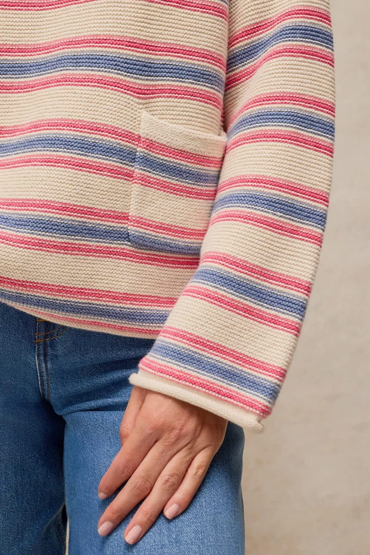 Vue de face chandail rayé multicolore en tricot White Stuff pour femme - Valérie Simon